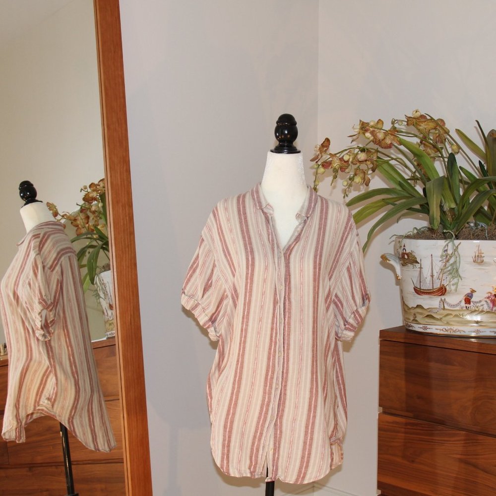 Cotton Button Down Short Sleeve Top